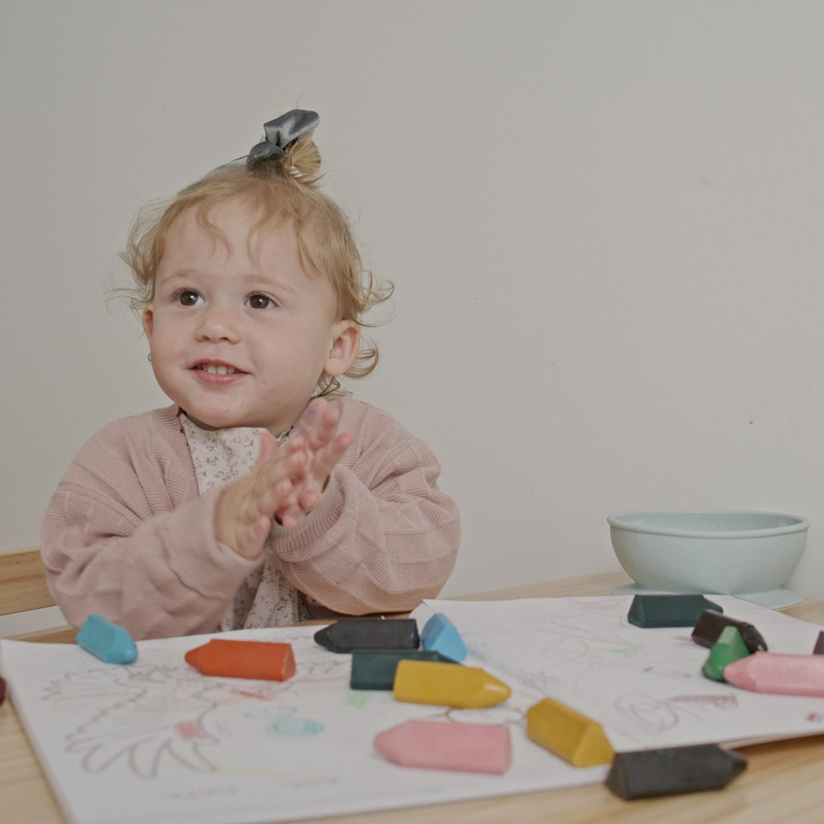 Honeysticks Triangles crayons that are easy for little hands to hold and won't roll away