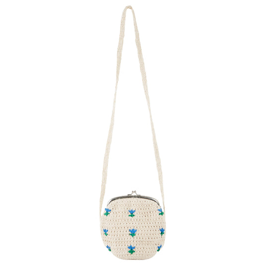 Emile Et Ida Purse Bag with all-over embroidered blue flowers