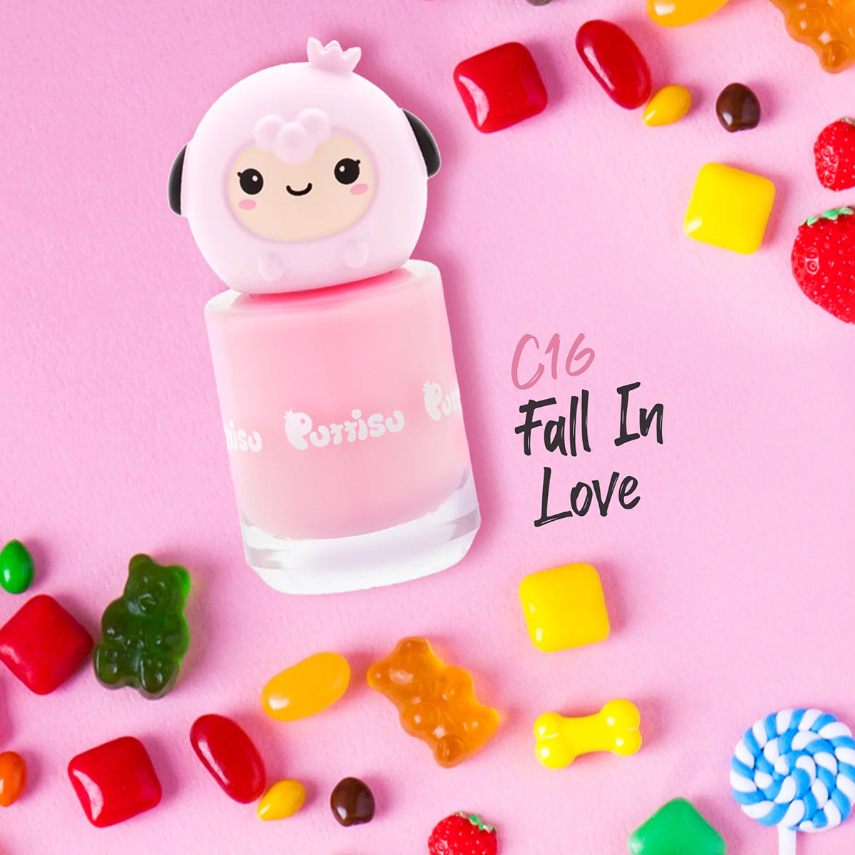 Puttisu 3-Colour Nail Art Kit - C16 FALL IN LOVE, B01 TWINKLE PINK, G06 PINK CANDY PANGPANG
