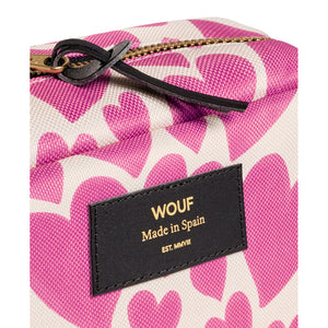 Pink Love Toiletry Bag with all-over heart print from wouf