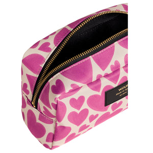 Toiletry Bag / Makeup bag with pink love hearts print from wouf