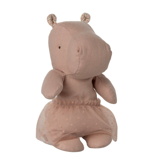 Maileg Safari friends, Hippo w. skirt, Small - Soft rose