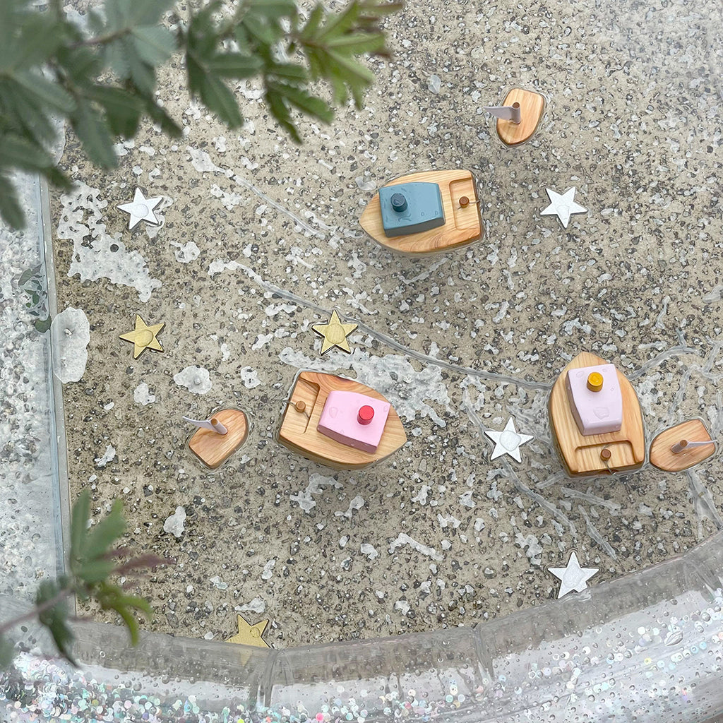 Kiko & gg Wooden Toy - Ofune Wind-Up Boat (Blue)