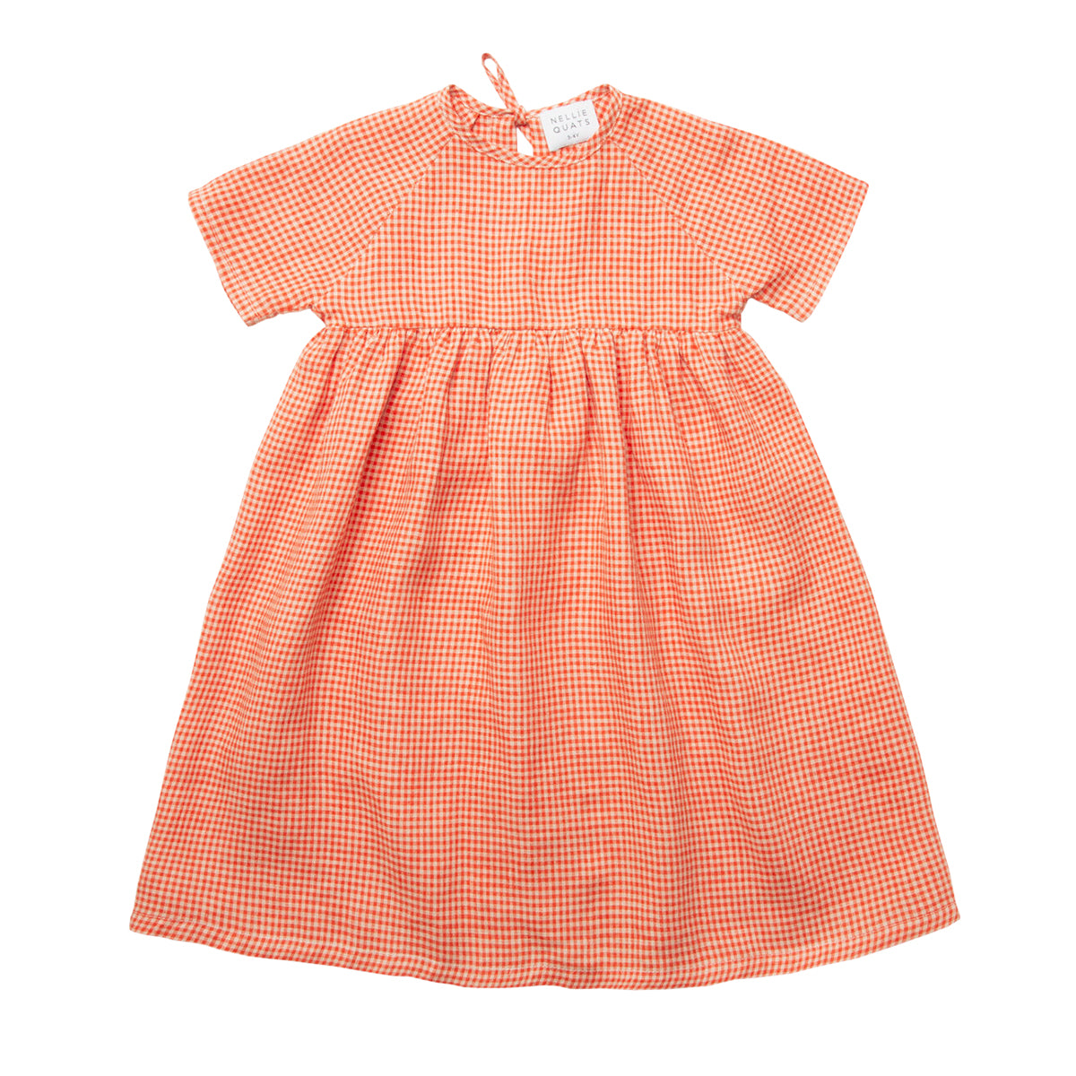 Hopscotch Dress - Strawberry & Oat Mini Check Linen for toddlers and kids/children