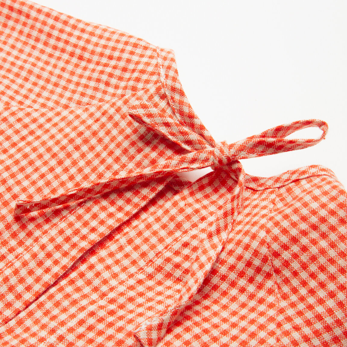 Hopscotch Dress - Strawberry & Oat Mini Check Linen for toddlers and kids/children