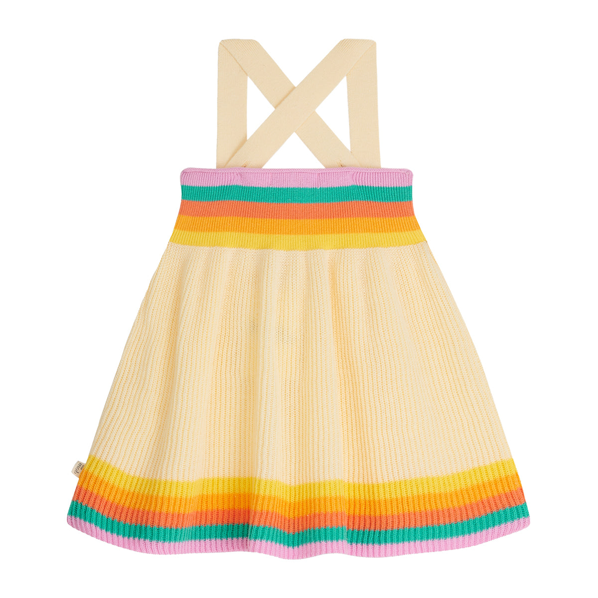 The Bonnie Mob Bay Knitted Sun Dress in rainbow pink for babies and toddlers