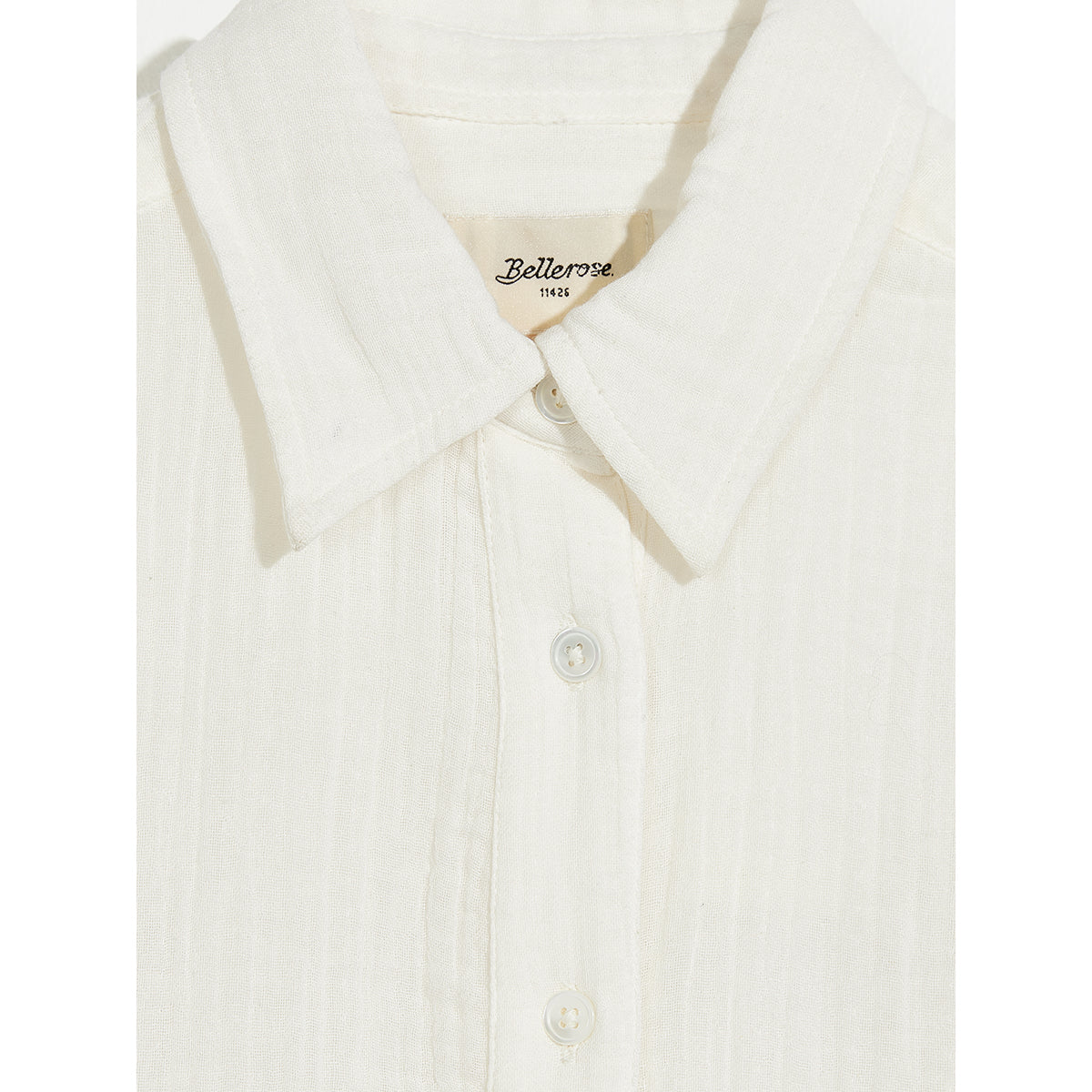 Bellerose Ironie Shirt in ecru/white with Mother-of-pearl buttons