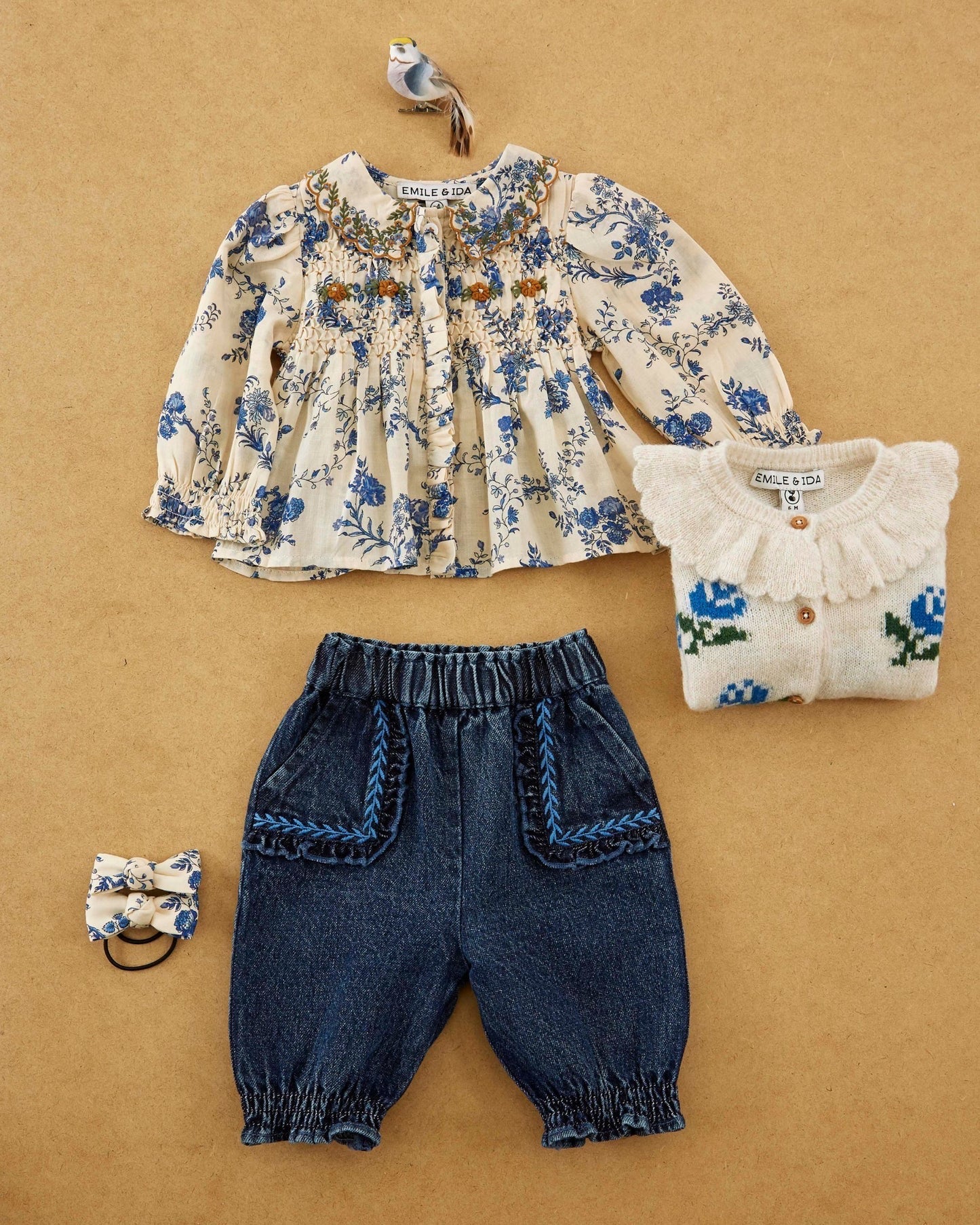 Emile Et Ida Embroidered Smocked Blouse