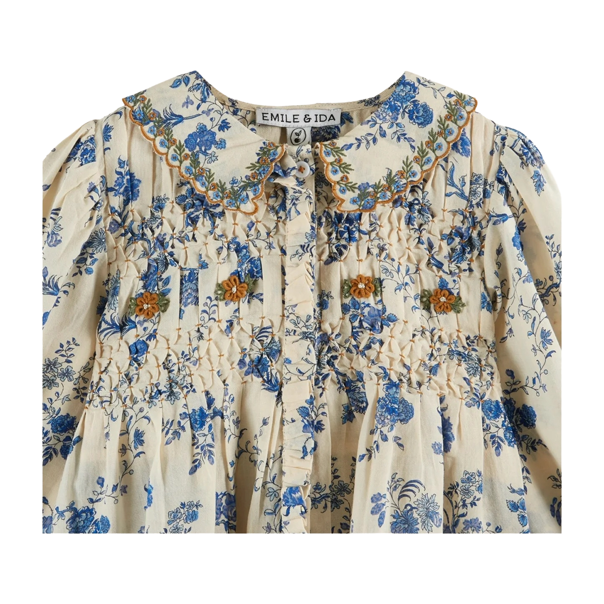 Emile Et Ida Embroidered Smocked Blouse