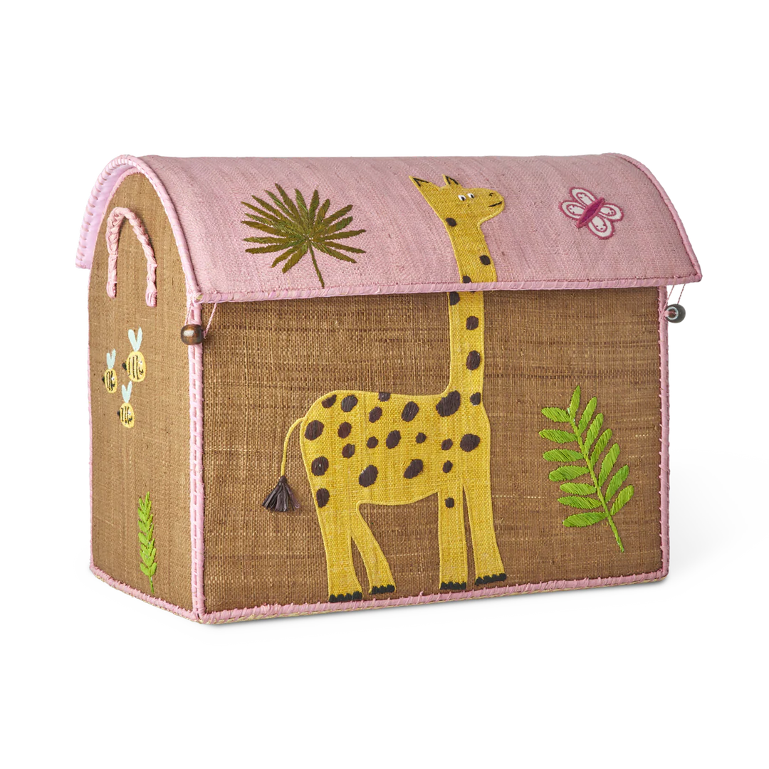 Rice Raffia Toy Storage Basket: Wildlife- Medium