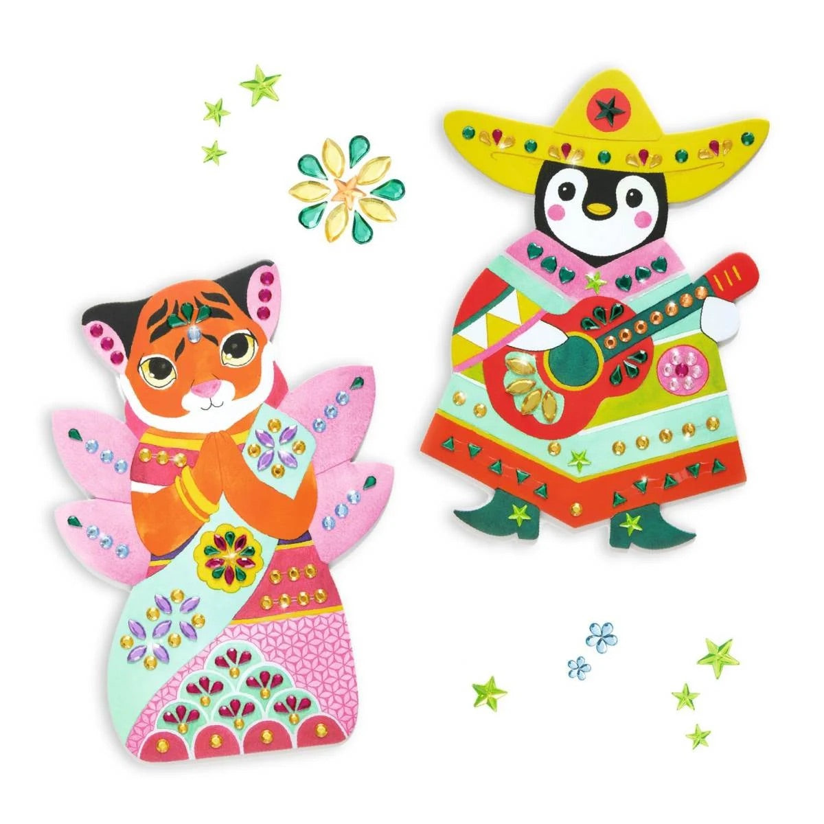 Djeco Create With Stickers - Rhinestone Animals