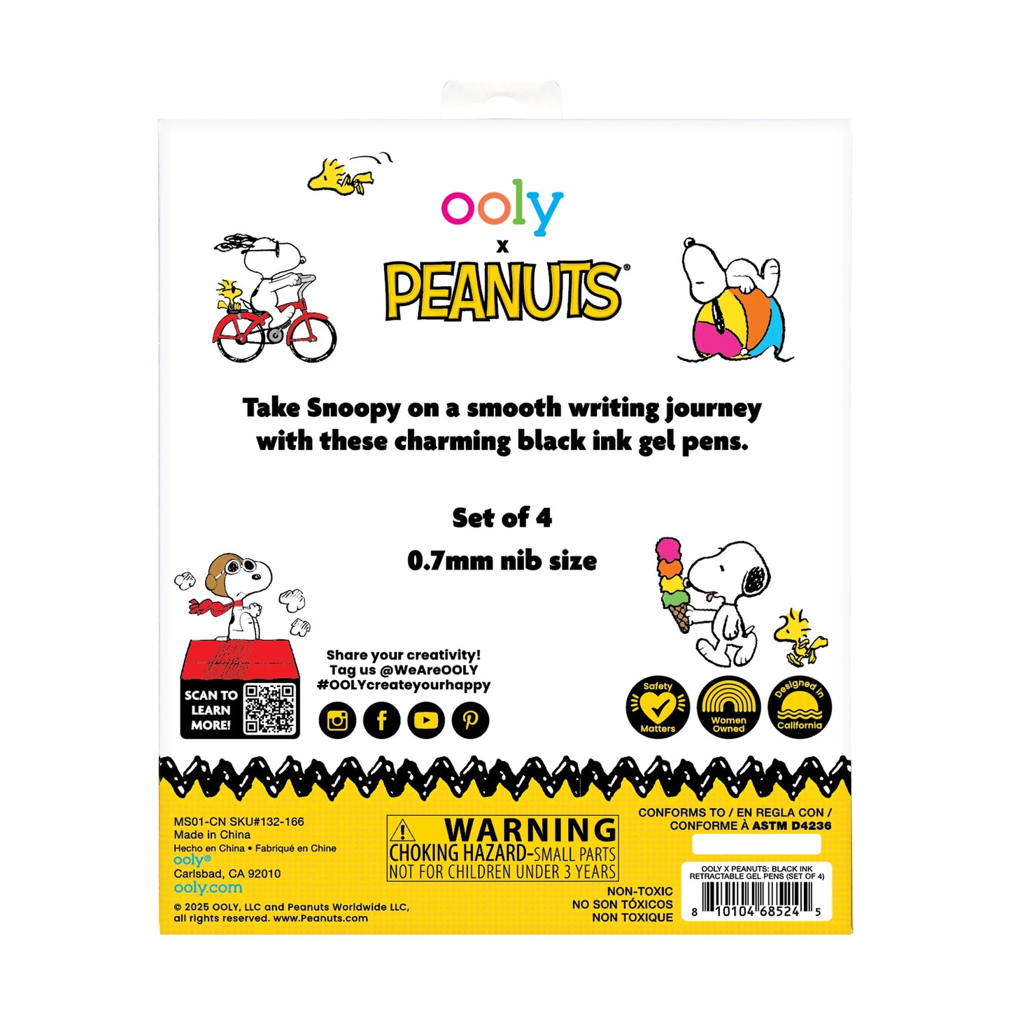 OOLY x Peanuts Black Ink Retractable Gel Pens