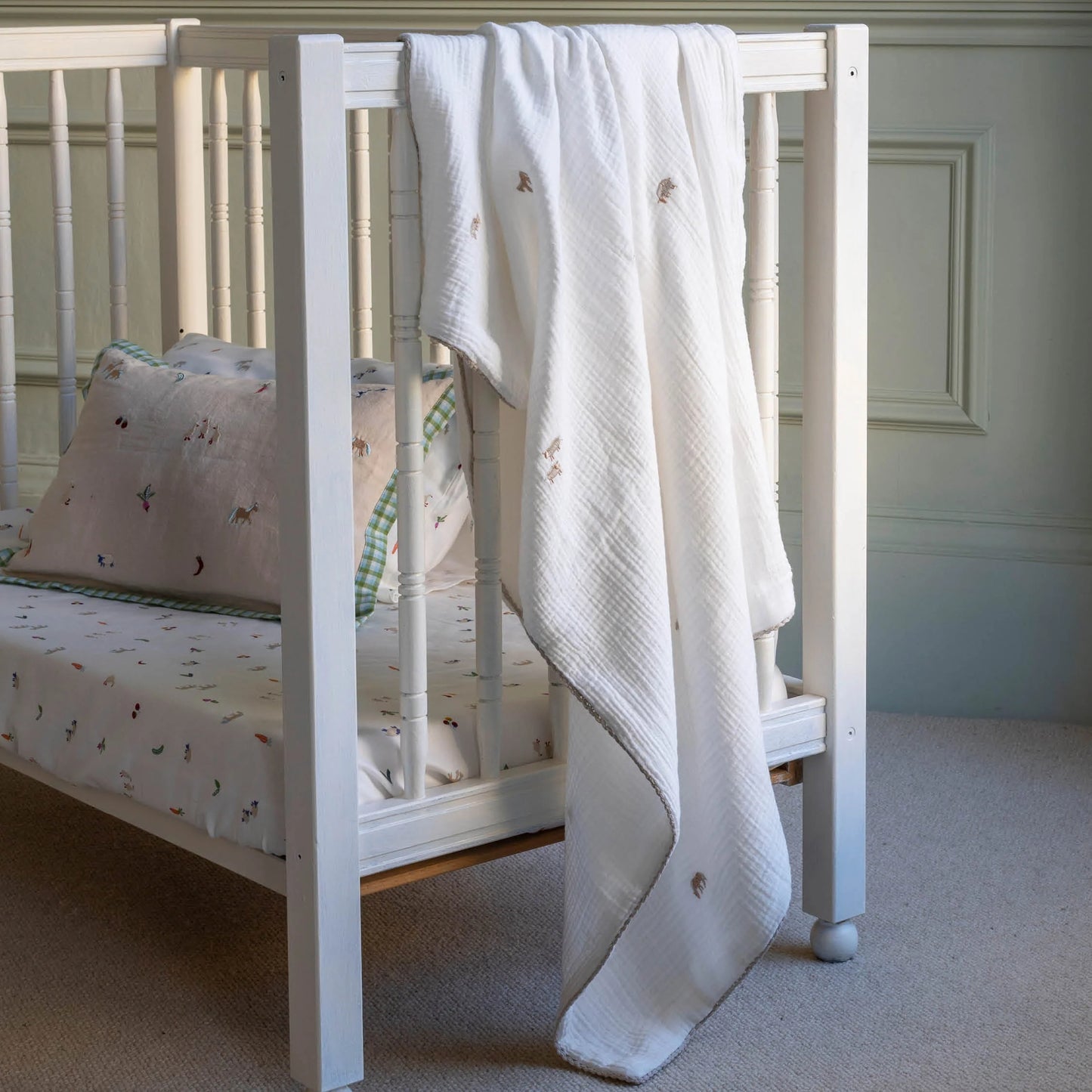 Avery Row Embroidered Muslin Blanket