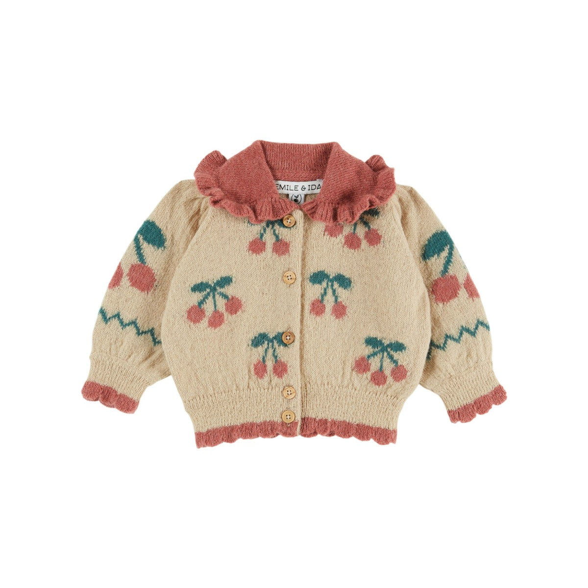 Emile et Ida Cherry Intarsia Cardigan