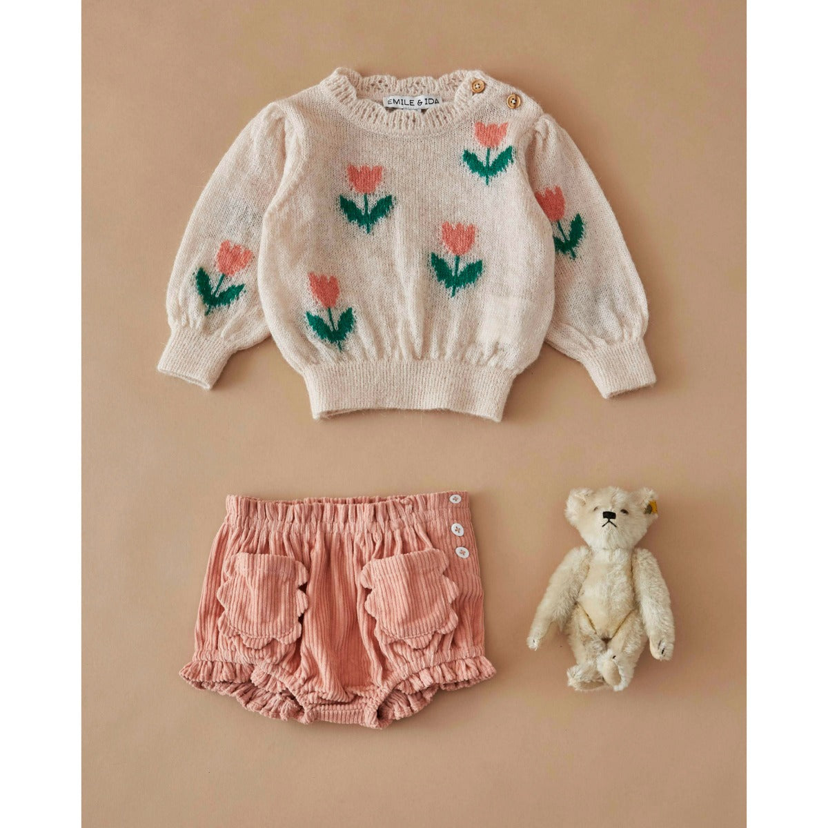 Emile et Ida Intarsia Tulips Baby Pullover