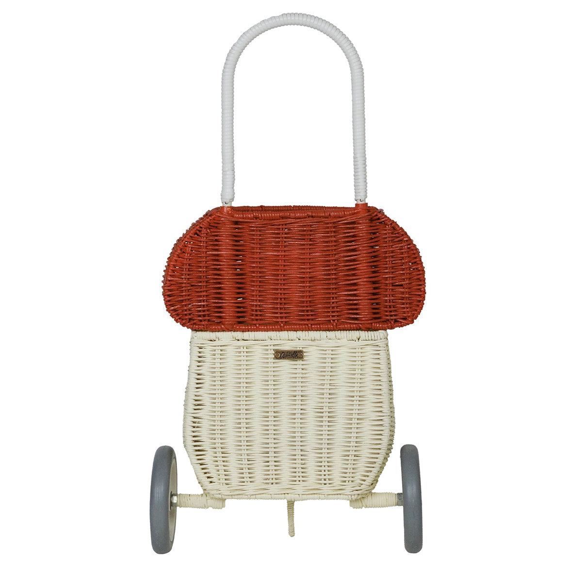 Olli Ella Rattan Mushroom Luggy in red and cream colour