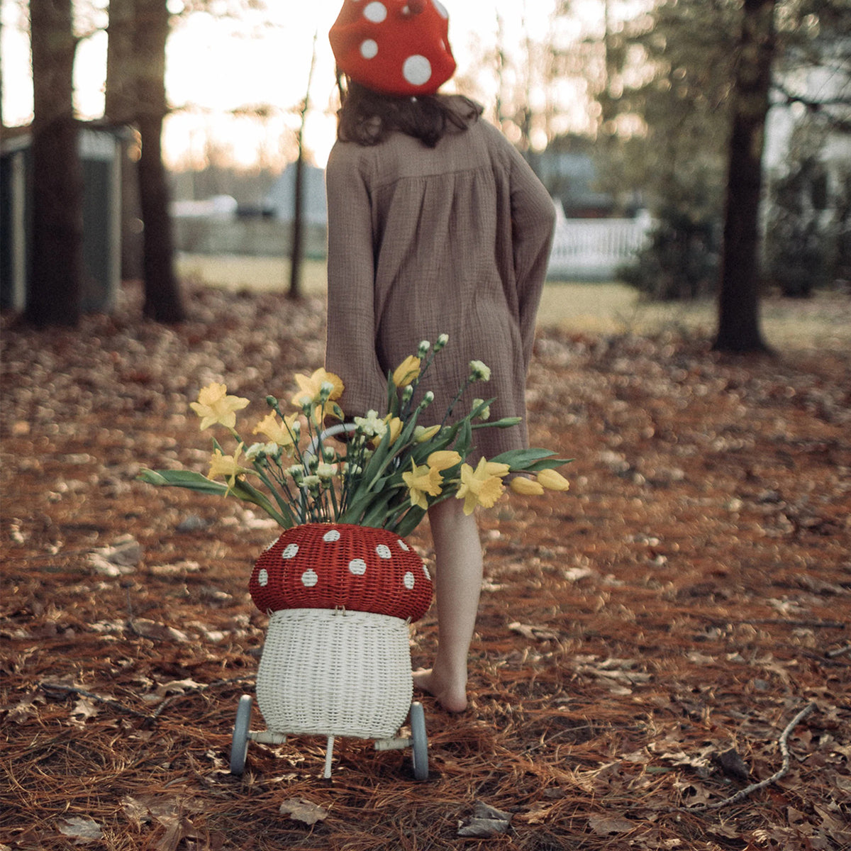Olli Ella Rattan Mushroom Luggy for toddlers/kids/children