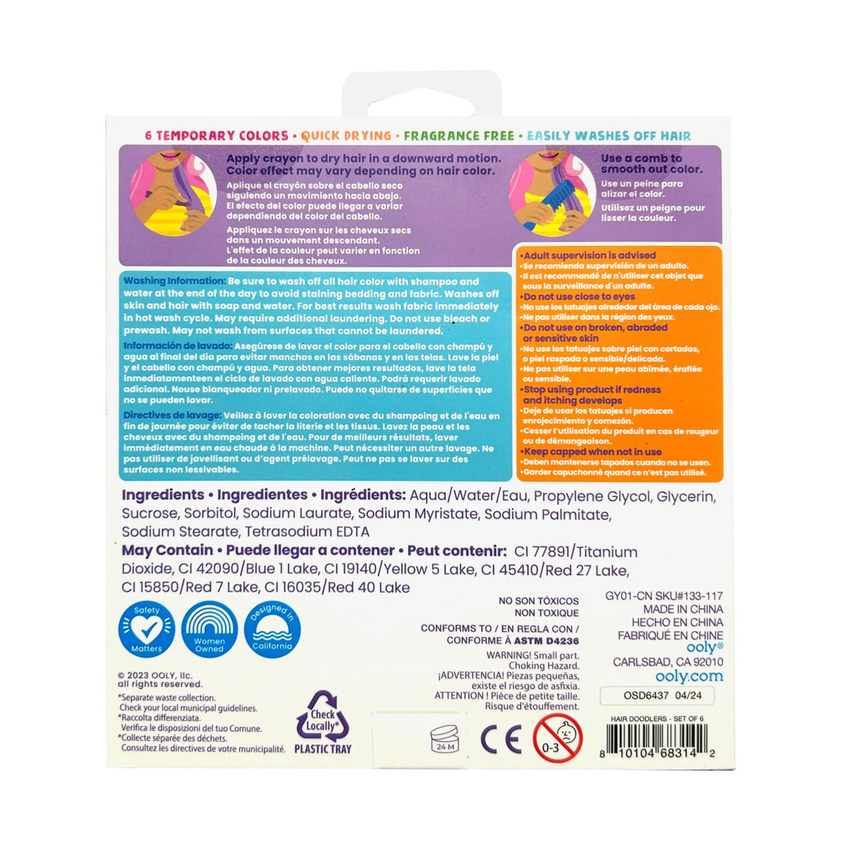 OOLY Hair Doodlers Hair Crayons (Set of 6)
