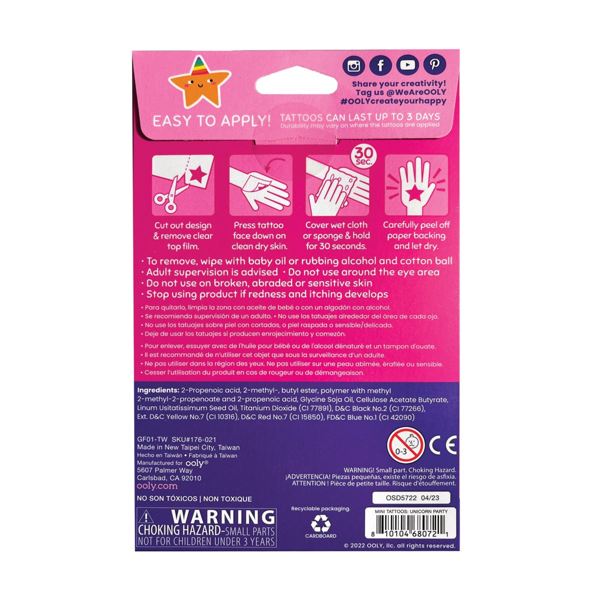 OOLY Mini Tattoos- Unicorn Party