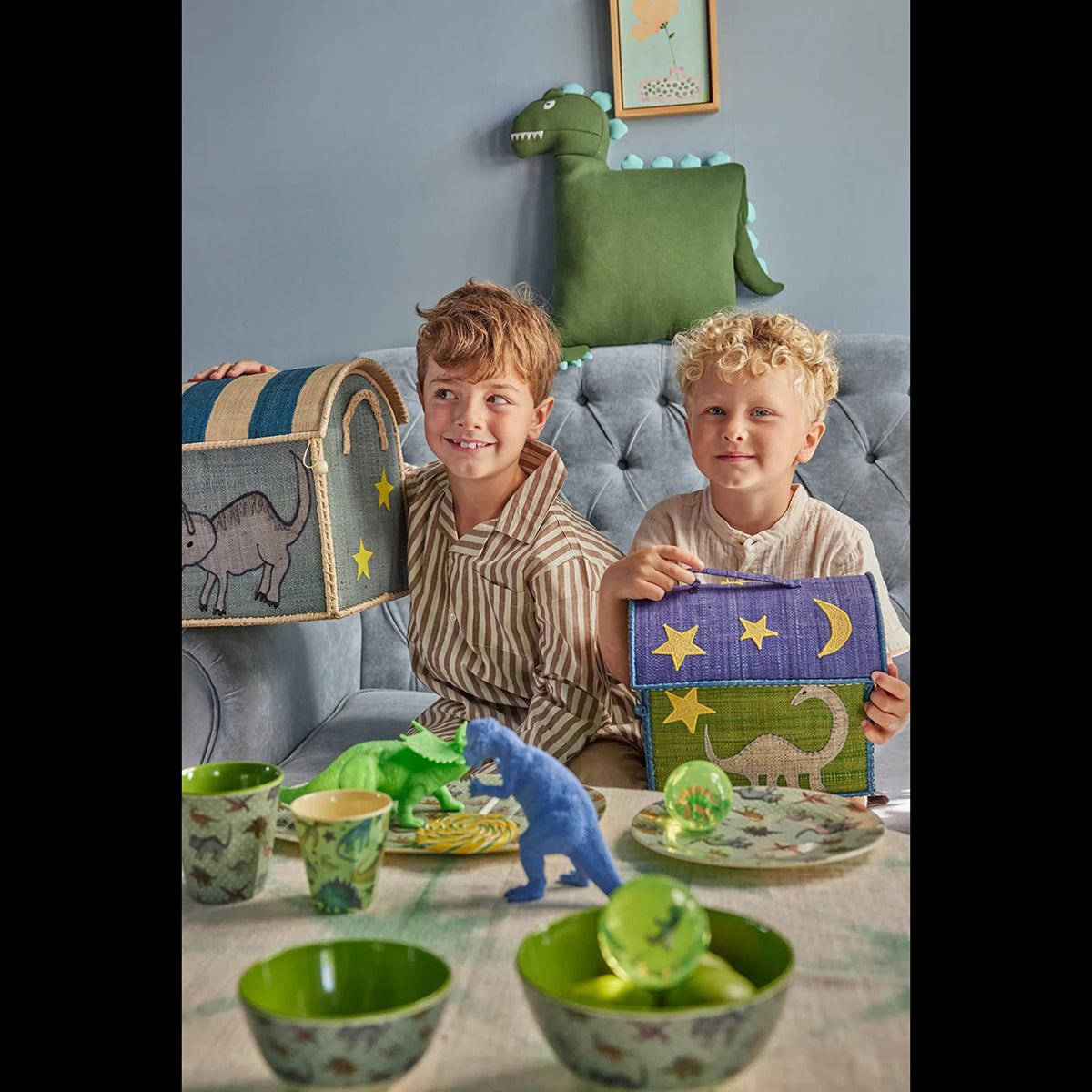 Rice Raffia Bag - Dinosaur