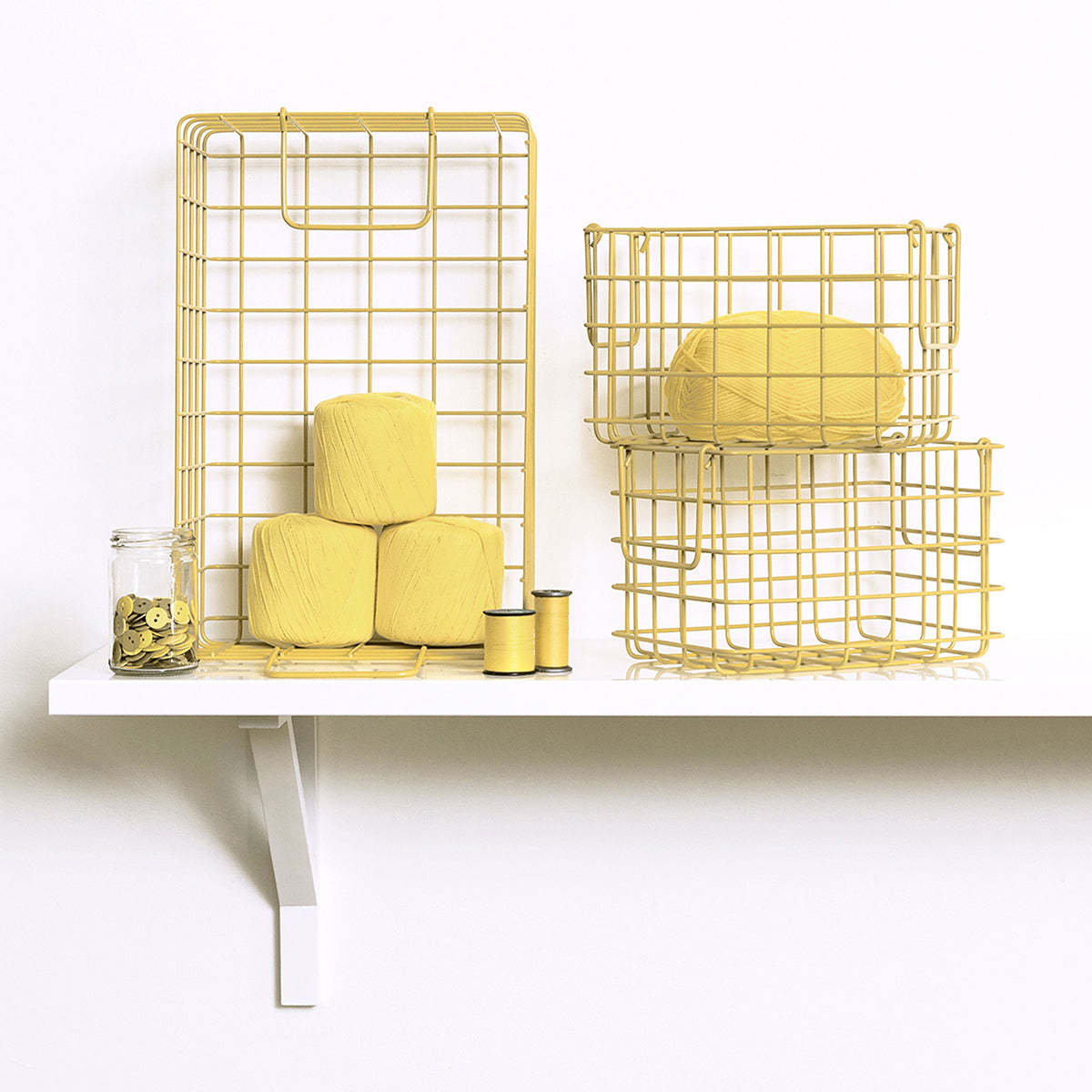 Mustard Made Baskets in Butter yellow colour
