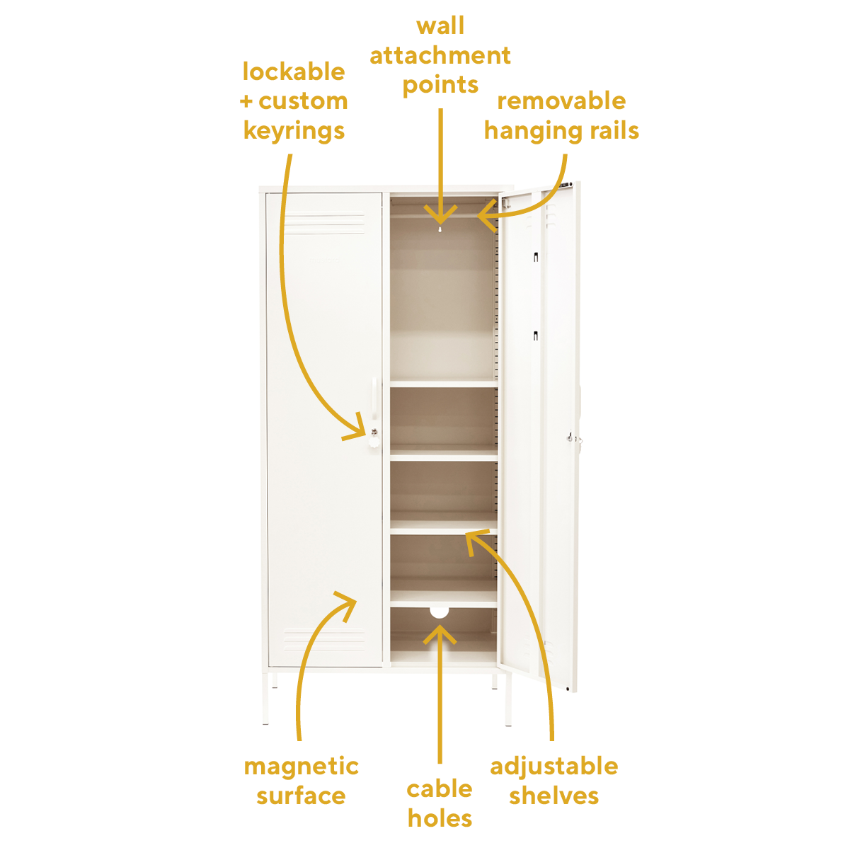 Mustard Made The Twinny Locker in Chalk/White
