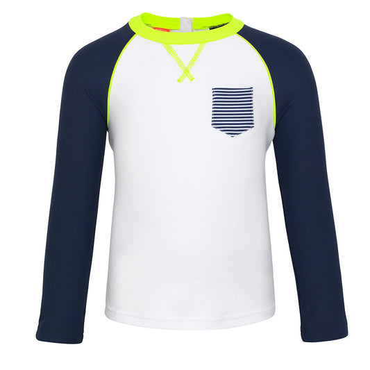 Sunuva BABY BOYS WHITE NAVY LONG SLEEVE RASH VEST