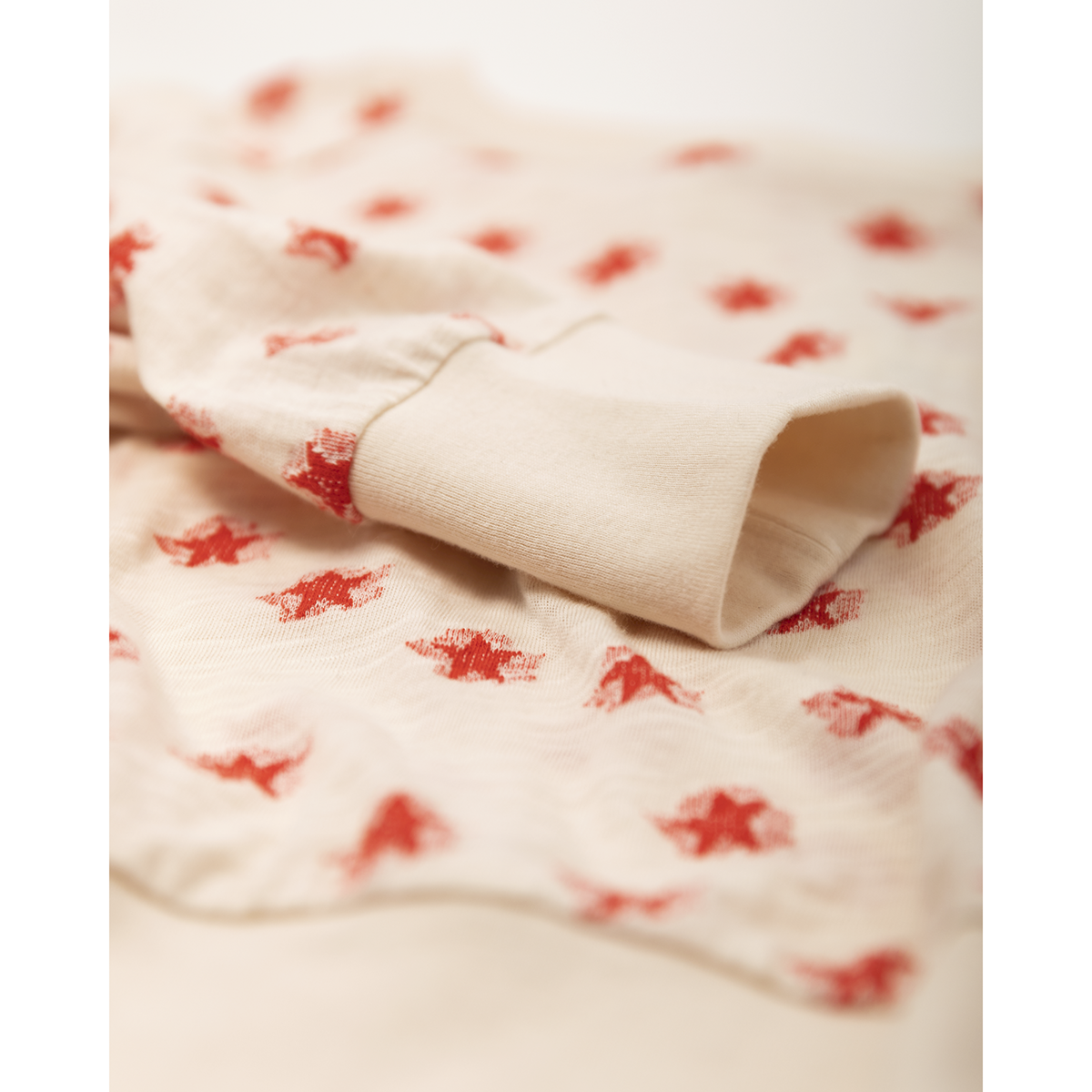 white long sleeve t-shirt with red stars from AO76 for kids/children and teens/teenagers