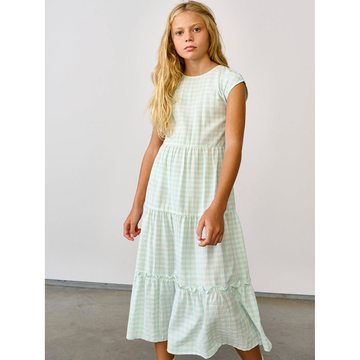 dress in gingham from bellerose for teens