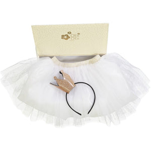 white tutu and glitter princess crown gift box for kids from obi obi paris