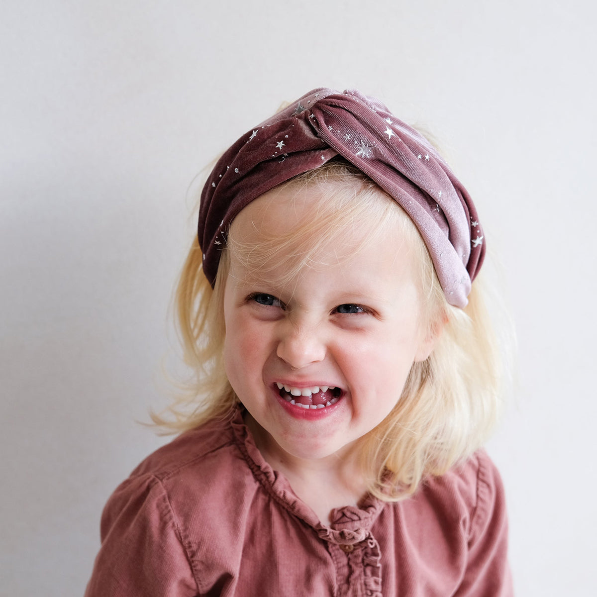 Knotted mystical velvet alice band embellished with silver stars for kids/children from mimi & lula