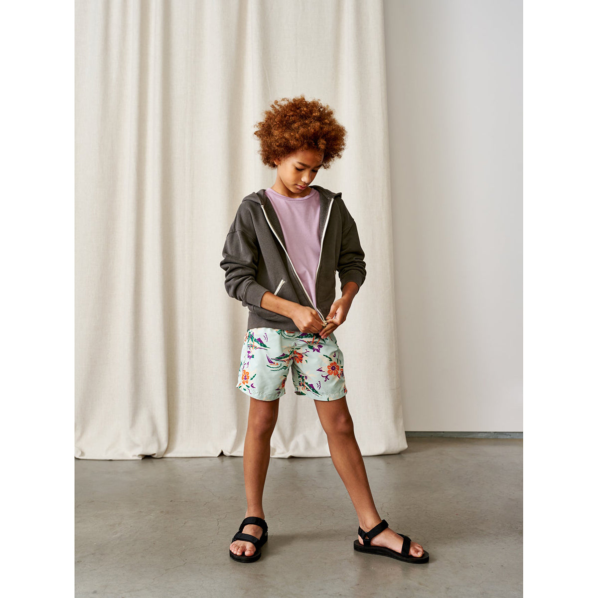 organic cotton fleece sweatshirt with zipper and pockets from bellerose for kids