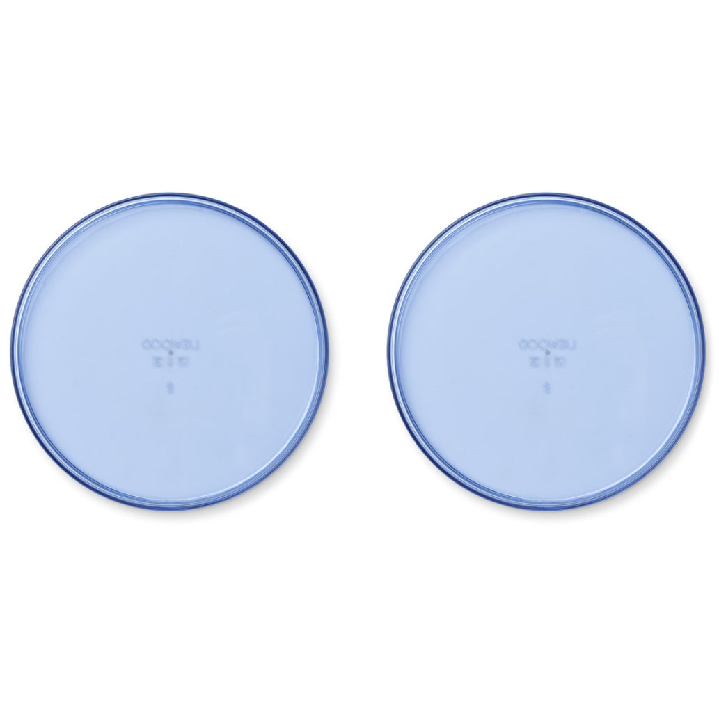 uma plate 2 pack in surf blue from liewood made from tritan for kids/children