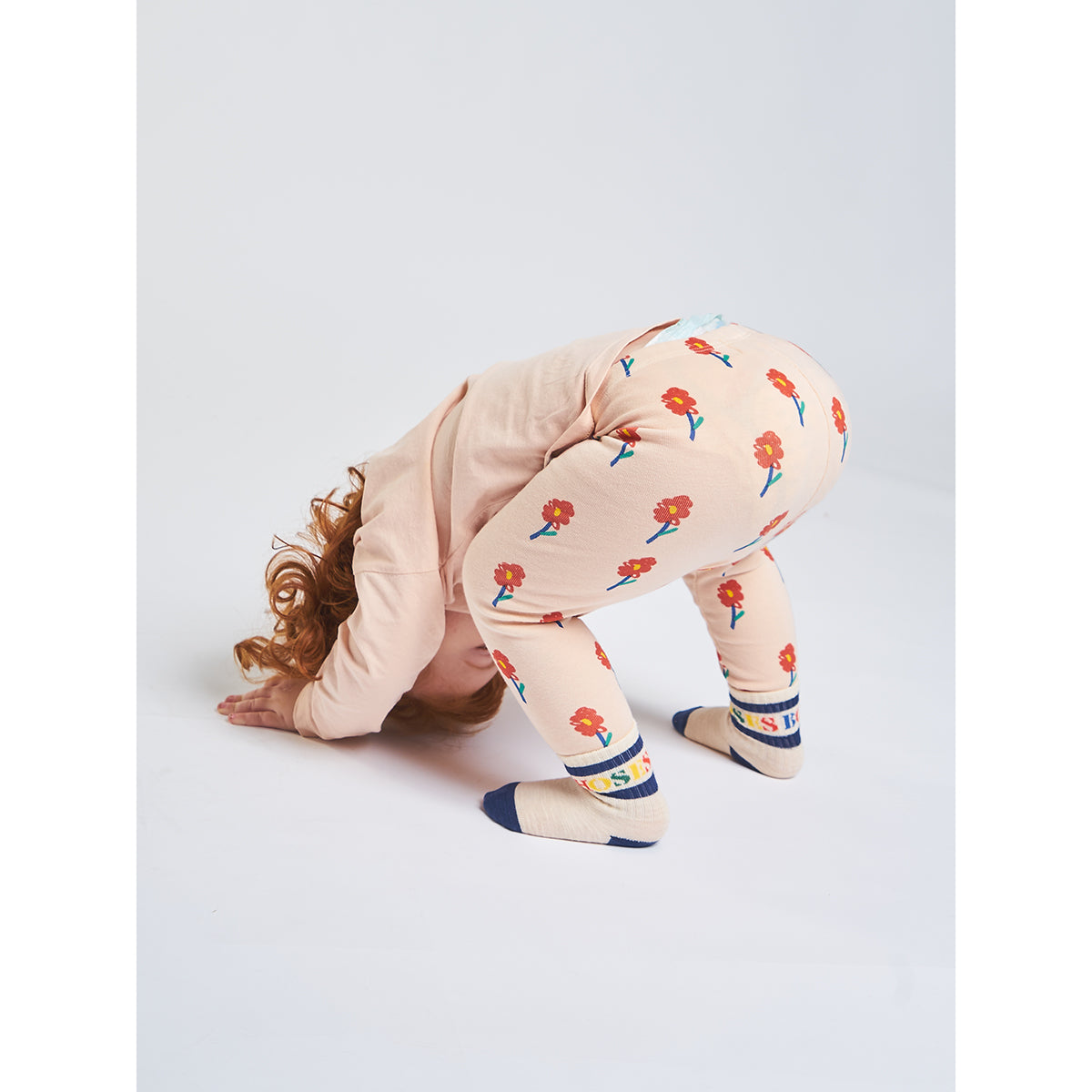 flowers all over long length leggings with a regular crotch from boboo choses for babies and toddlers