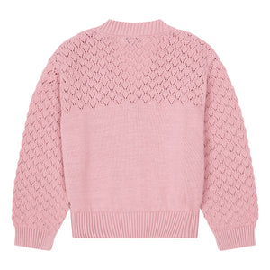 pink/blush cotton cropped cardigan with front buttons for teens from hundred pieces