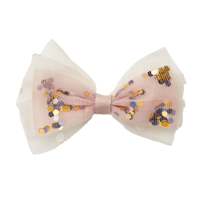 Stych Sequin Pink Tulle Bow Clip