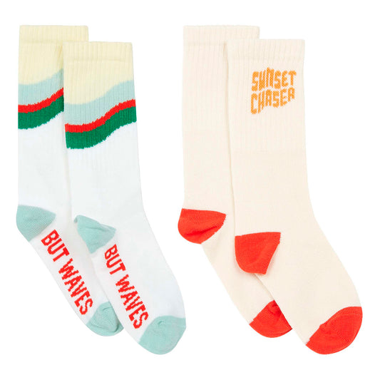 Hundred Pieces 2 Pairs of Socks - Nothing But Waves & Sunset Chaser