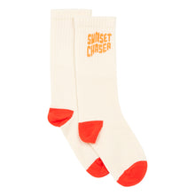 Load image into Gallery viewer, sunset chaser print on white socks for kids from hundred pieces