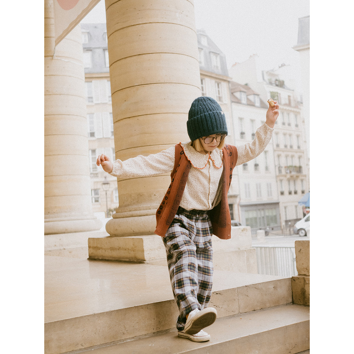 Tiny Cottons organic cotton Check Pleated Trousers