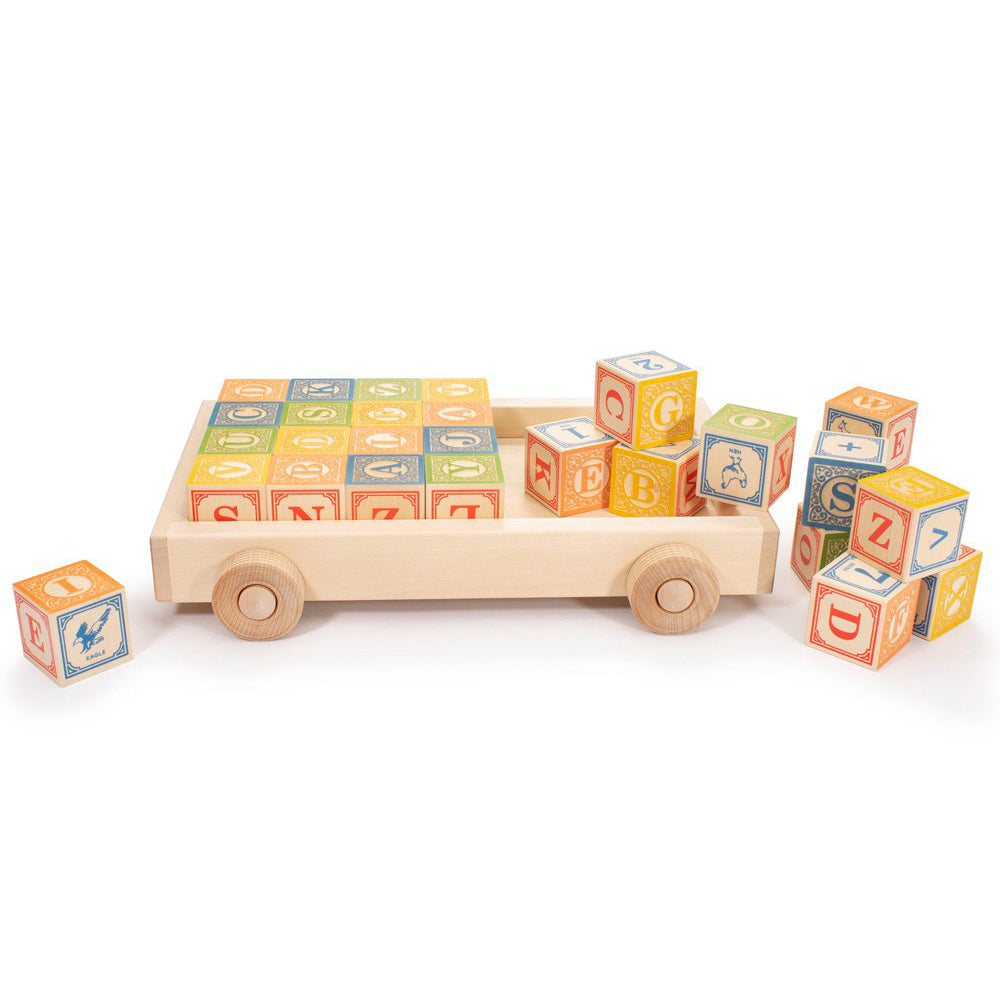 Uncle Goose Classic ABC Blocks with Pull Wagon