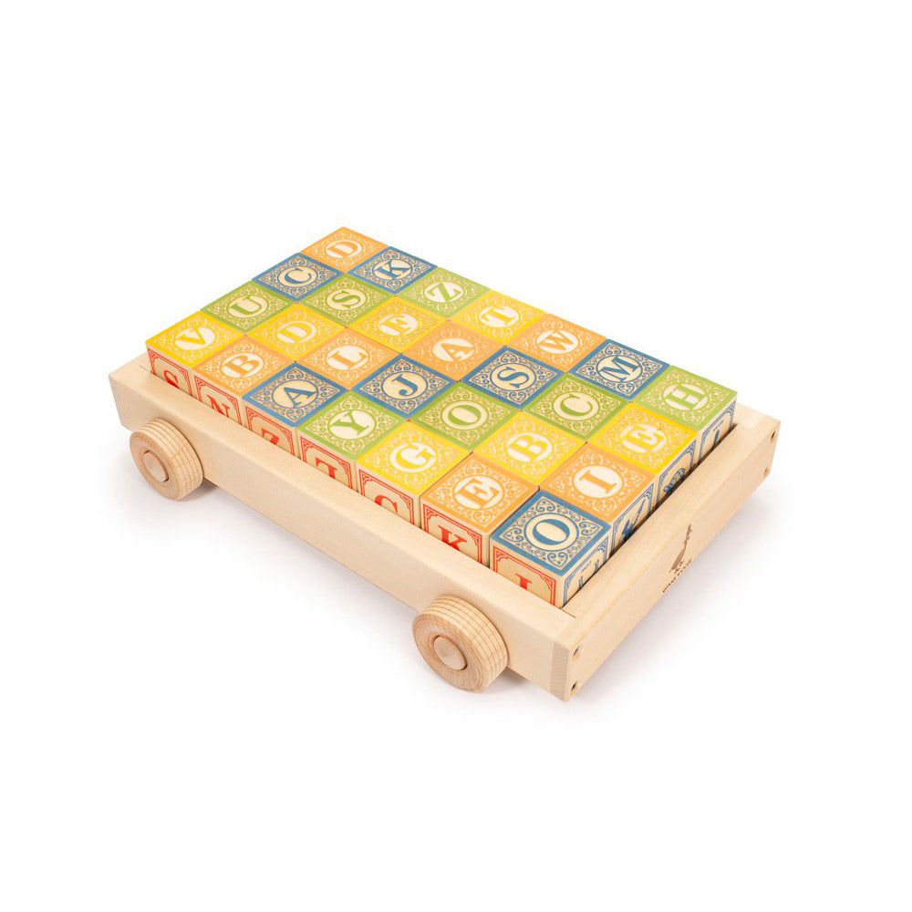 Uncle Goose Classic ABC Blocks with Pull Wagon