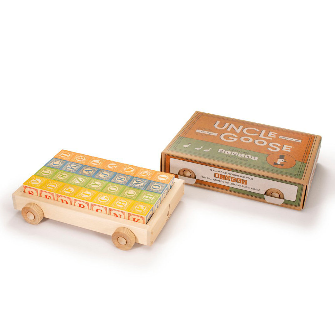 Uncle Goose Classic ABC Blocks with Pull Wagon