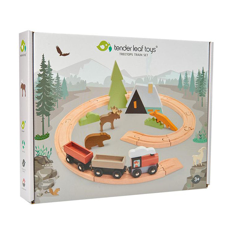 wooden train set for children from tender leaf design