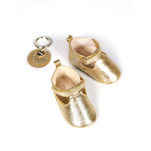 Craie Studio Style B Baby Shoes in Poudre/gold metallic for newborns, babies and toddlers