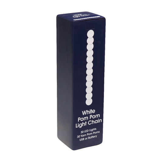PomPom Galore White Pom Pom USB Light Chain