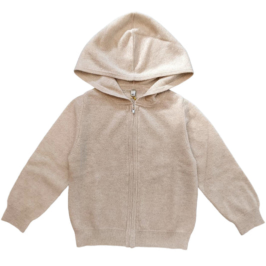 Jumper 1234 Cashmere Zip Hoodie in beige/oatmeal for kids