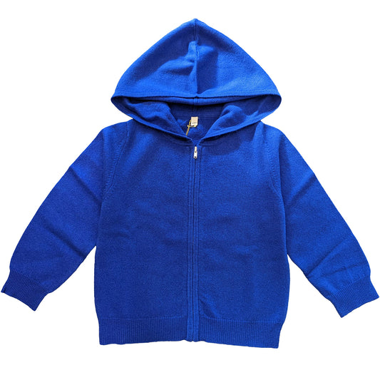 Jumper 1234 Cashmere Zip Hoodie in bright blue for kids