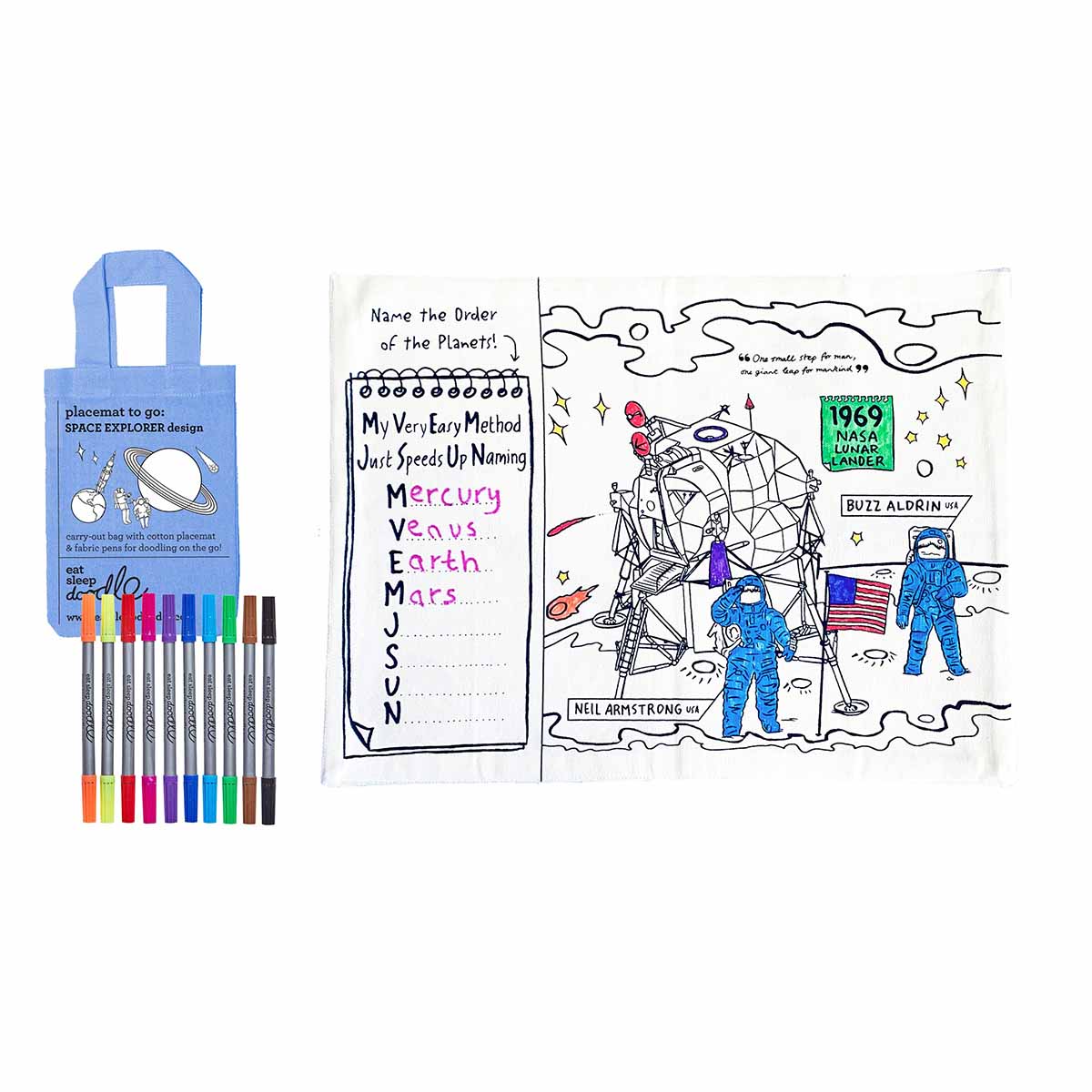 Eat Sleep Doodle Placemat - Space Explorers for boys/girls