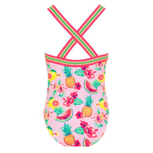 Load image into Gallery viewer, Sunuva Girls Pink Aloha Fruit Glitter Trim Swimsuit