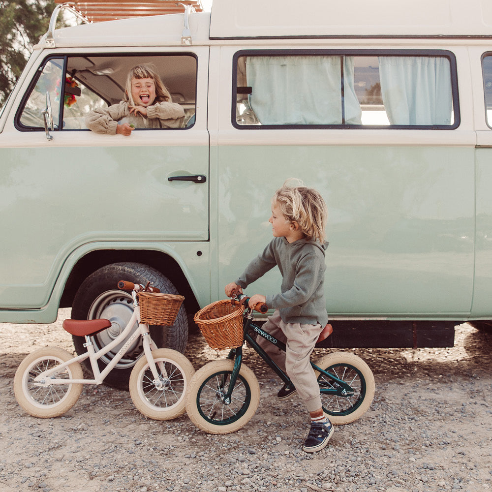 classic retro balance bicycle for children in green from Banwood